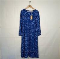 Fat Face Dress Blue Womens Size 16 Floral Summer Long Sleeve Dress Party New - 16 Regular