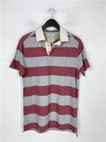 Fat Face Red Grey Striped Regular Fit Short Sleeve Polo Shirt M NEW - M Regular