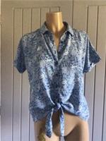 Fat Face Ladies Casual Shirt Blouse Top Front Tie UK 6 Unused Excellent - UK 6 Regular