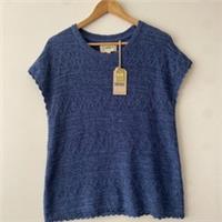 FAT FACE Sweater Sz 14 Tasmin Blue Knitted Tank Cotton Blend Women - 14 Regular