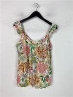 Fatface White Multi Floral Sleeveless Scoop Neck Frill Strap Top UK 12 NEW - 12 Regular