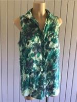Ladies Cotton Shirt Blouse Top UK 12 Collared Sleeveless By Fat Face UNUSED - UK 12 Regular