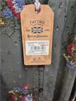 Fat Face Bernie Embroidered Shirt Dress Women's Size 8 Olive Green Floral (AOA) - 8 Regular