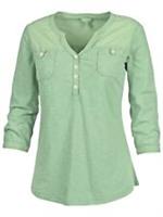 Ex Fat Face ladies pale green pure cotton notch neck Henley top blouse - 6 Regular