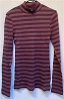 FatFace Womens Polo Neck Top Size 8 Selina Stripe Plum & Purple Long Sleeve - 8 Regular