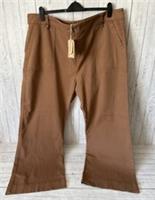 FatFace Ripley Canvas Wide Leg Trousers Pants UK 24R Light Tan New with Tags - 24 Regular