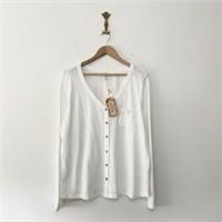 Fat Face Sylvia Ivory Top Button Up Size 18 Long Sleeve Minimal Jersey RRP £32 - 18 Regular