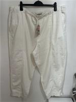 Fat Face Cotton Ashil Tapered Cargo Trousers White Uk 24 Long, Elastic Waist NWT - 24 Regular