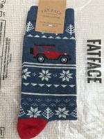 🌟Fat Face Mens Socks, Navy Fair isle Off Roader, Size 9.5-11, New🌟 - 9.5-11 Regular