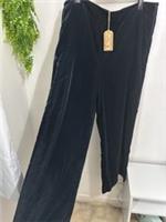 Fat Face Dark Navy Velvet Wide Leg Trousers. Size 22 Long NWTs Party Trousers - 22 Regular