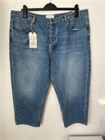 Fat Face Sutton Straight Crop Jeans Blue Denim Button Fly Uk 20 Short NWTs - 20 Regular