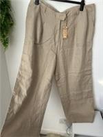 Fat Face Ives Wide Leg Linen Beige Trousers Uk Size 22 Regular NWTs - 22 Regular