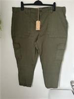 Fat Face Uk 24 Short Hythe Cargo Slim Fit Trousers. Khaki Green NWTs - 24 Regular