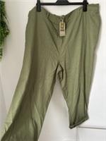 Fat Face Ladies Austell Linen Blend Joggers Trousers Khaki Uk 24 Regular NWTs - 24 Regular