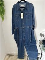 Fat Face Imogen Denim Blue Jumpsuit Boilersuit Size 24 Regular With Belt NWTs - 24 Regular