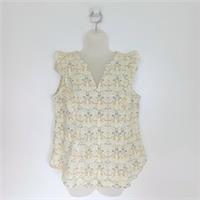 Fat Face Top Size 14 Ladies Yellow Ditsy Floral Print Sleeveless Frilly - 14 Regular