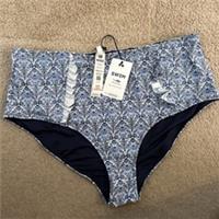 New Fat Face UK Size 18 Sealife Floral High Sea Blue Ruffle Bikini Bottoms. NWTs - 18 Regular