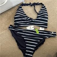Fat Face Breton Bikini Navy & White & White Stripes Reversible Uk 24 NWTs - 24 Regular