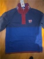Fat Face The Airlie 1/4 Zip Pullover Sweatshirt Mens Large Blue Denim Flag - XL Regular