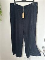 Fat Face Uk 20R Dark Navy Velvet Wide Leg Trousers. NWTs Party Trousers - 20 Regular