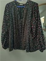 FAT FACE Top Womens Size UK 16 Black Floral Blouse Ditsy - 16 Regular