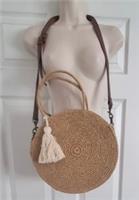 Fat Face Women Beige Handbag With Leather Trim