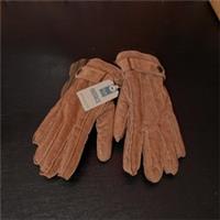 FatFace women's suede leather gloves S M tan brown F90880 new with tags