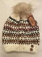 Fat Face Womens Ottilie Beanie Bobble Hat New Ivory
