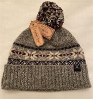 Fat Face Mens Snowflake Fairisle Beanie / Bobble Hat New Grey Marl - ONE Regular