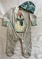 Fat Face Baby Romper / Sleepsuit & Hat Penguin New Age 3-6 6-9 9-12 Months