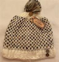 Fat Face Womens Space Dye Beanie Bobble Hat Cream