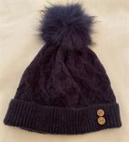 Fat Face Womens Knitted Pom Beanie Bobble Hat BNWOT Navy