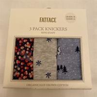 Fat Face Womens 3 Pack Festive Mini Shape Briefs Knickers Pants New UK Size 16 - 16 Regular