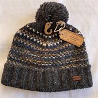 Fat Face Mens Ross Textured Beanie / Bobble Hat New Charcoal - ONE Regular