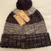 Fat Face Mens Cable Stripe Beanie / Bobble Hat New Navy - ONE Regular