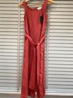 FAT FACE Red Berry Jumpsuit UK 6 Linen Blend Wide Leg Copper & Black Sleeveless