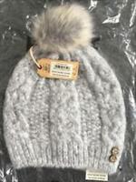 Fat Face Ladies Cable Beanie Hat with Pom Pom - Grey - BNWT Rrp £19.50 One Size