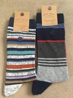 Fatface 1 x Robert Stripe & 1 x David Stripe Socks 6.5-9 BNWT Rrp £15