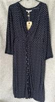 Fat Face Ingrid Micro Jersey V Neck Stretch Midi Dress Office Work Size 16 BNWT - 16 Regular