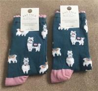 FAT FACE Womens 2 x Pairs Fluffy Llama Socks BNWT Rrp £15