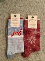 FAT FACE Womens 1 x Sausage Dog Socks & 1 x Snowflake Socks BNWT Rrp £12