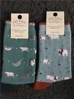 FAT FACE Womens 1 x Pair Arctic Animal & 1 x Pair Polar Bear Socks BNWT Rrp £14