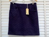 FAT FACE Navy Skirt UK 12 Soft Gold Jennie Rustic Jacquard Stretch A-Line US 8 - 12 Regular
