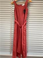 FAT FACE Red Berry Jumpsuit UK 6 Linen Blend Wide Leg Copper & Black Sleeveless