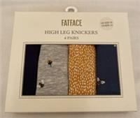 Fat Face Womens 4 Pack High Leg Bee Briefs Knickers Pants New UK Size 16 - 16 Regular