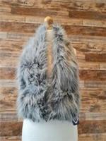 Fat Face Women's Grey Faux Fur Fluffy Scarf Winter Warm Soft 48" x 7" NEW