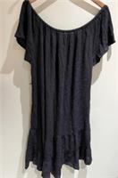 Fat Face Dress Size 14 Grey Short Sleeve Fit Flare Crinkle Summer Holiday - 14 Regular