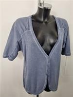 FAT FACE Ladies Cardi Grey Shimmer V-Neck Short Sleeve 100% Cotton Size UK 18 - 18 Regular