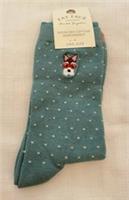 Fat Face Womens Embroidered Dog In Glasses Socks New Size UK 4-7 Green Haze
