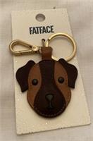 Fat Face Womens Brown Dog Charm / Keyring - Leather - New With Tags